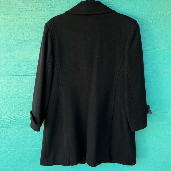 DONNYBROOK VINTAGE 100% WOOL BLACK MIDI PEACOAT TRENCH COAT SIZE 12 EUC - Picture 7 of 7